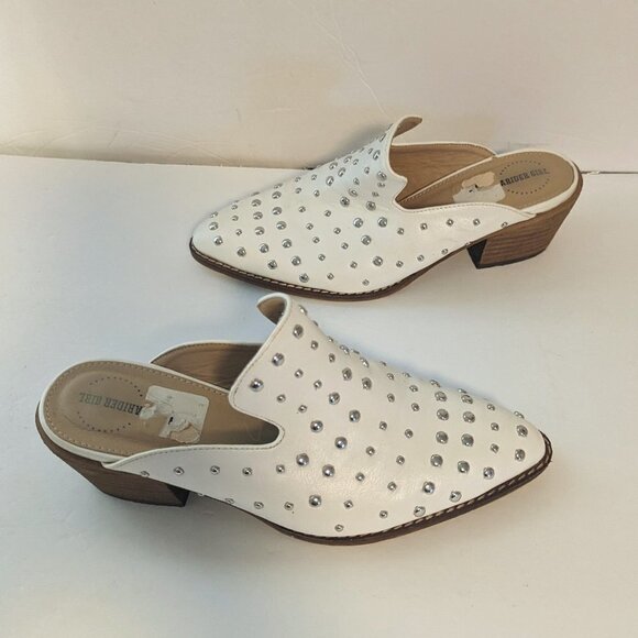 Western Studded Arider Girl Cara Mules Stacked Heel Pointed Toe Boho - Picture 5 of 8